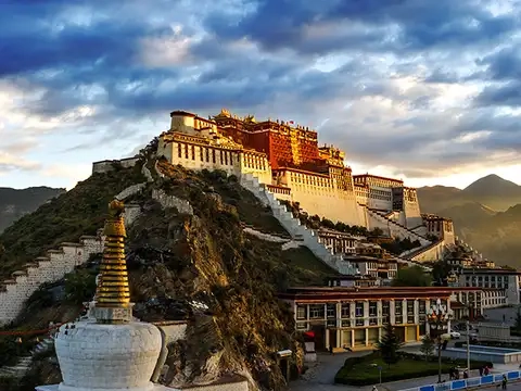 Potala Palace in Lhasa with an extensive amount of gold plating on its roof 