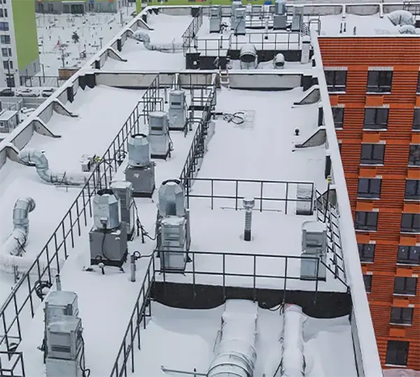 Image of a commercial roof in winter