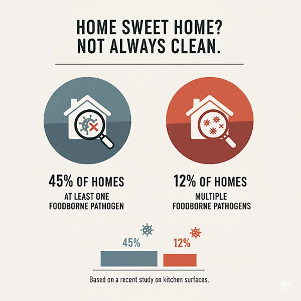 45% of homes had at least one foodborne pathogen present