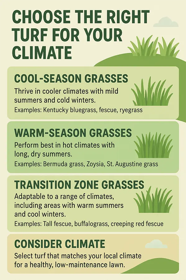 Turf based on different climate types