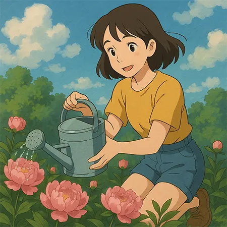 Watering Peonies