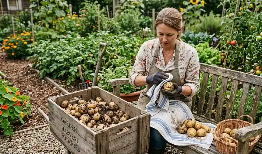 Cleaning the potatoes