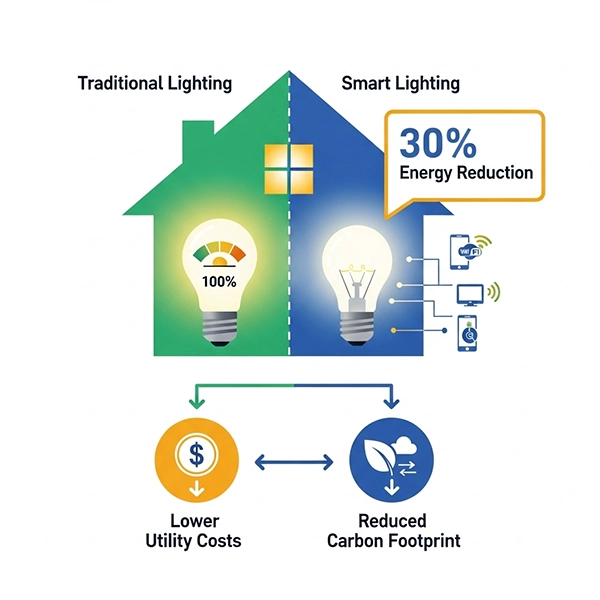 Energy is reduced through smart lighting