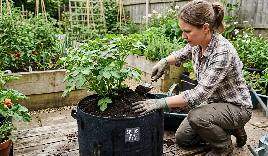 Hilling the plant regularly to maintain proper growth