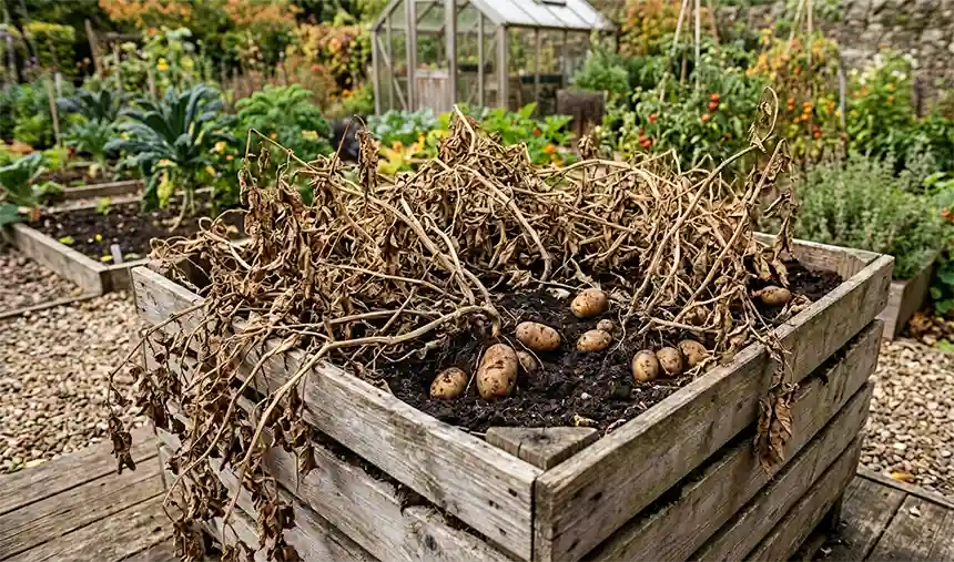 Potatoes 1-2 weeks before harvesting