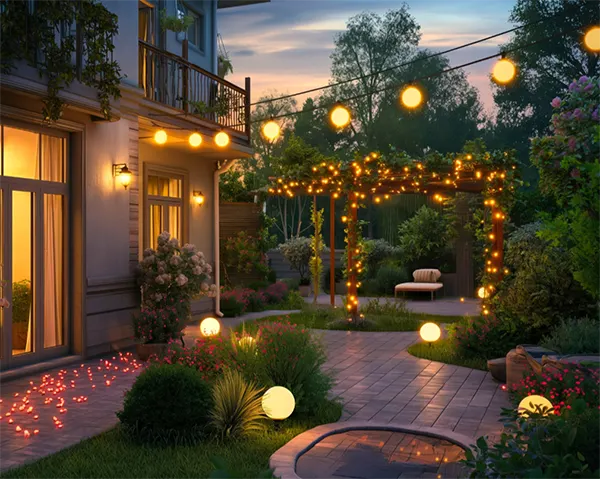 Backyard evening lights