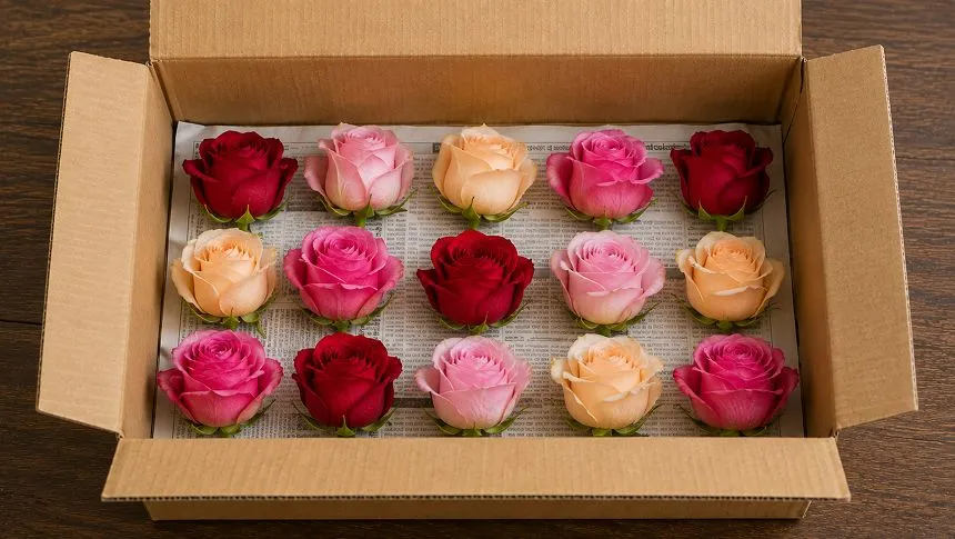 Place the roses inside