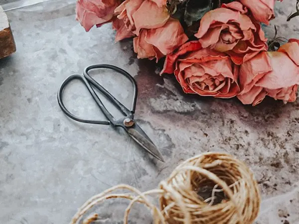 String & scissors used for air-drying