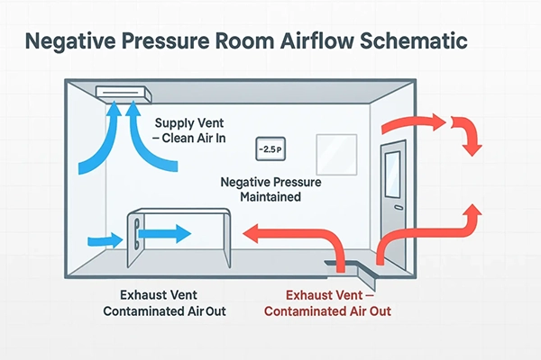 Negative pressure room airflow schematic