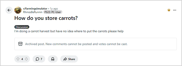 How to store carrots Reddit query