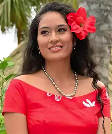 Flower behind left earr