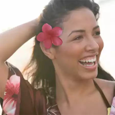 Flower behind right ear