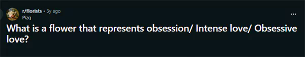 What is a flower that represents obsession Intense love Obsessive love Reddit query