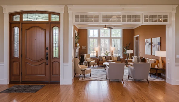 modern Churchville, PA living room with large windows allowing natural light