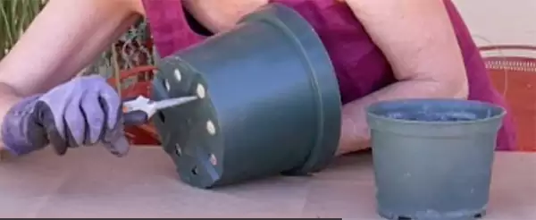 Pot with drainage holes