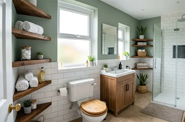 floating corner shelves or a custom-built corner unit