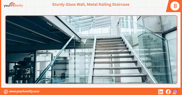 Glass Wall Metal Handrail Staircase