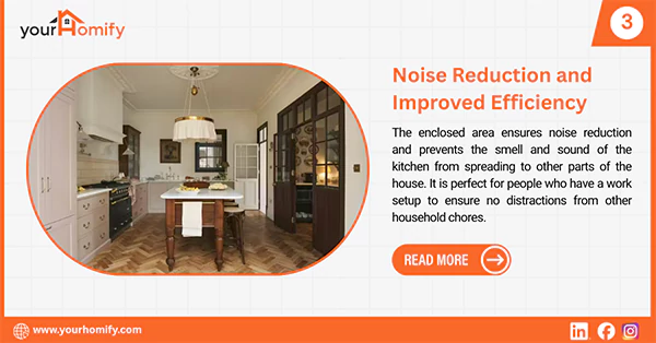 Noise reduction in a closed kitchen setup