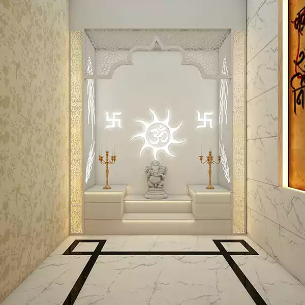 Pooja Room design with a wall mounted mandir