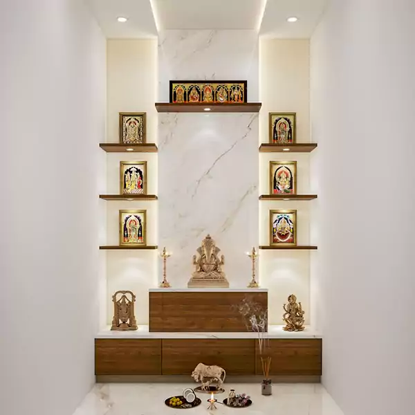 Pooja room design with small side panels