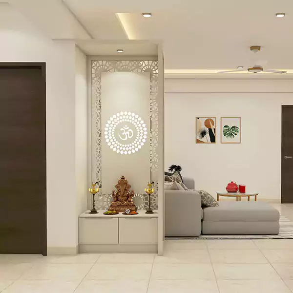 Pooja room designs in the living room