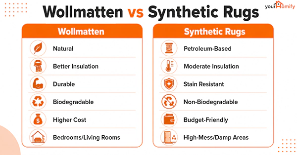 Wollmatten vs Synthetic Rugs