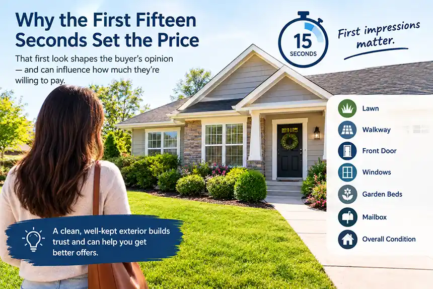 15-second stopwatch for a buyer to notice exterior conditions of house