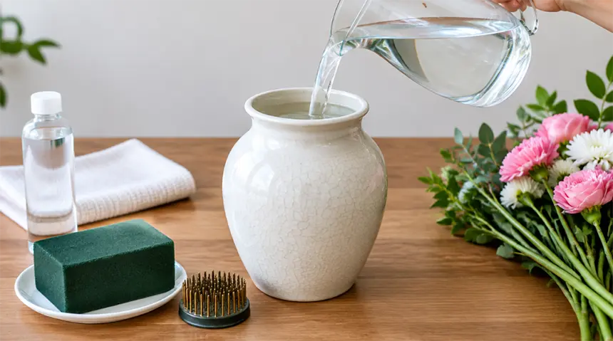 Fill water in a clean vase