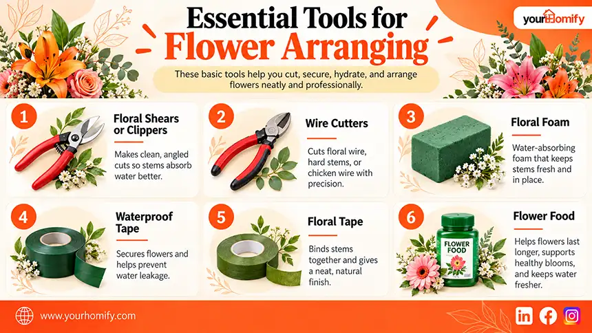 Flower Arranging Tools and materials