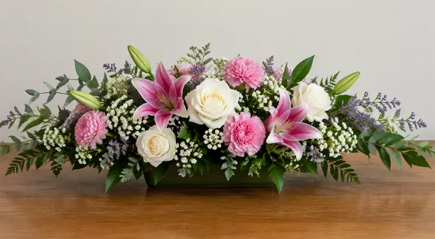 Horizontal flower arrangement