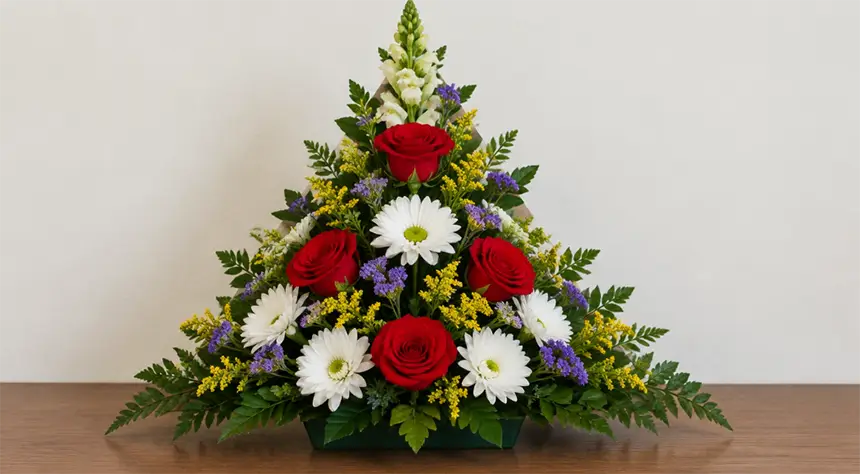 Triangular flower arrangement