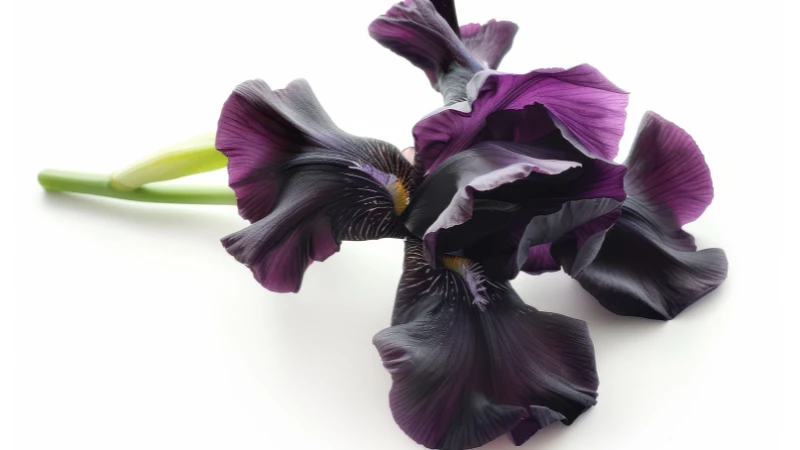 Black Iris growing in a garden