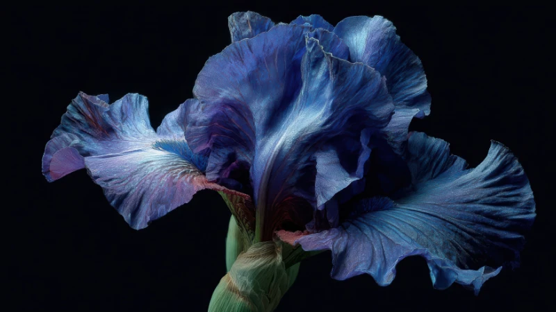 Blue Iris displaying a full bloom