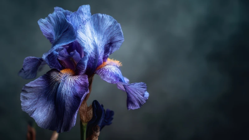 Detailed petals of a Blue Iris