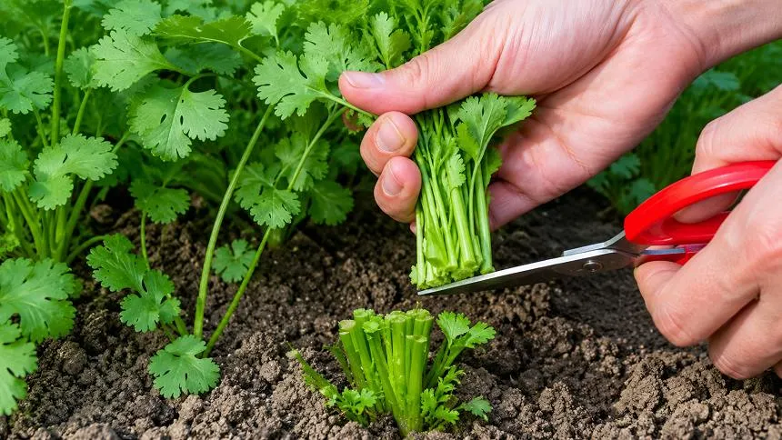 Cilantro harvesting