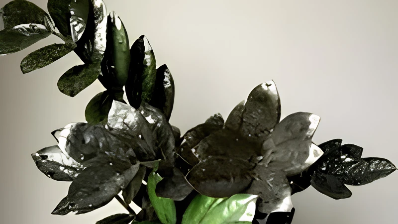 Close-up of Raven ZZ Plant glossy foliage