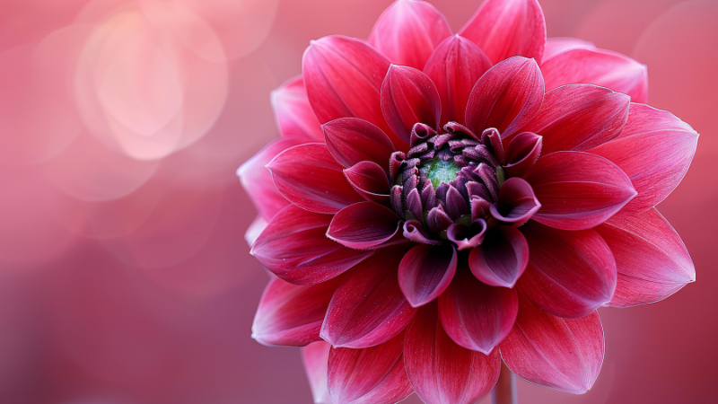 Dark Black Dahlia flower with layered petals