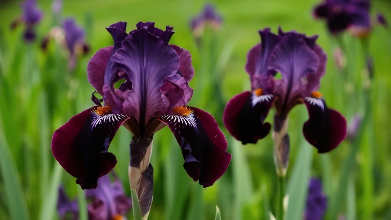 Dark Black Iris with layered petals