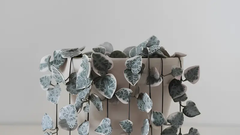 Variegated String of Hearts in ceramic planter