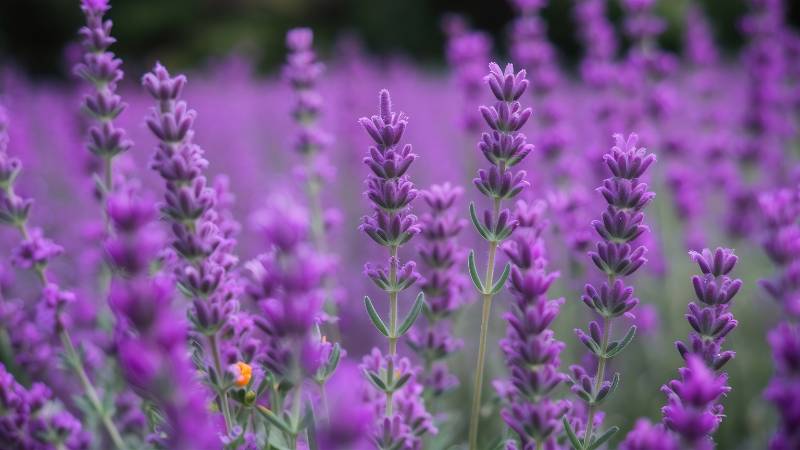 Close-up of English Lavender purple flowers