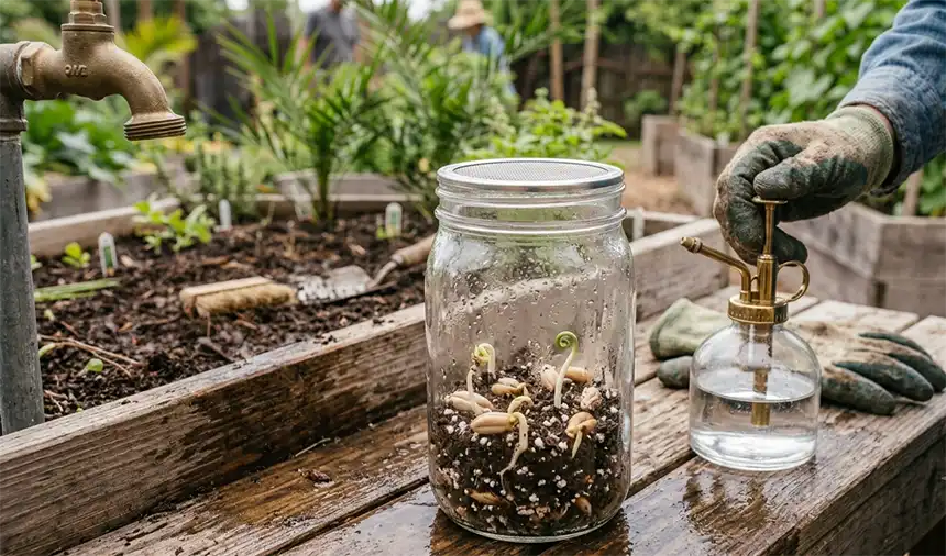Germination of seeds in a jar