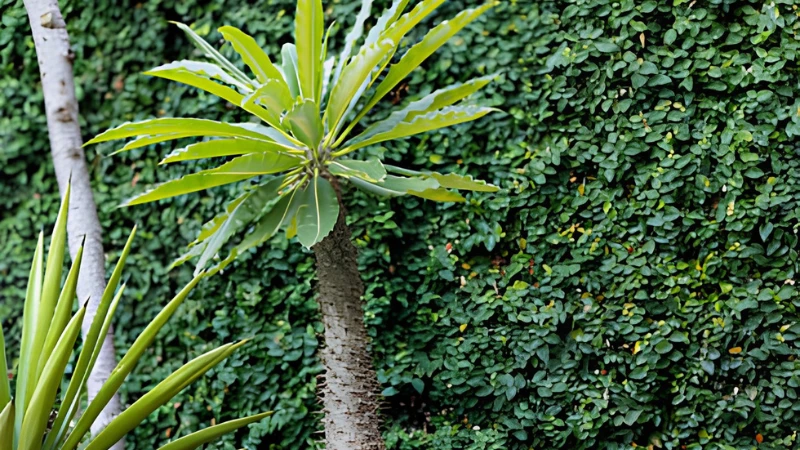 Healthy Madagascar Palm with vibrant green foliage