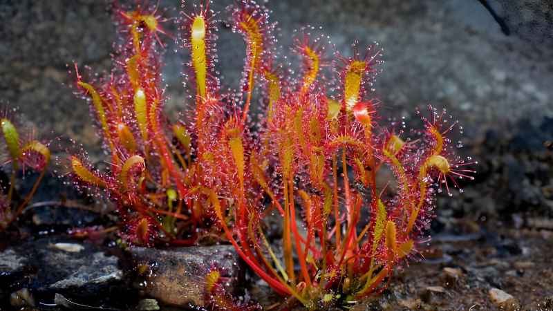 Potted Sundew carnivorous plant indoors
