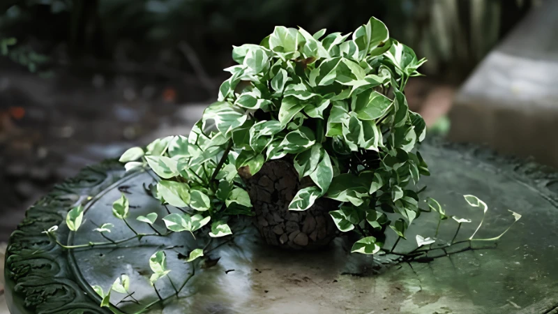 Lush N'Joy Pothos with trailing variegated foliage