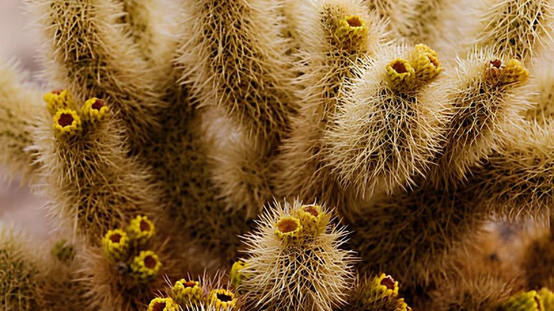 Teddy Bear Cactus with dense golden spines
