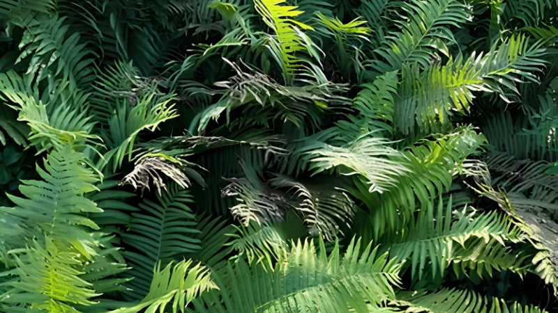Ostrich Fern with tall feathery green fronds