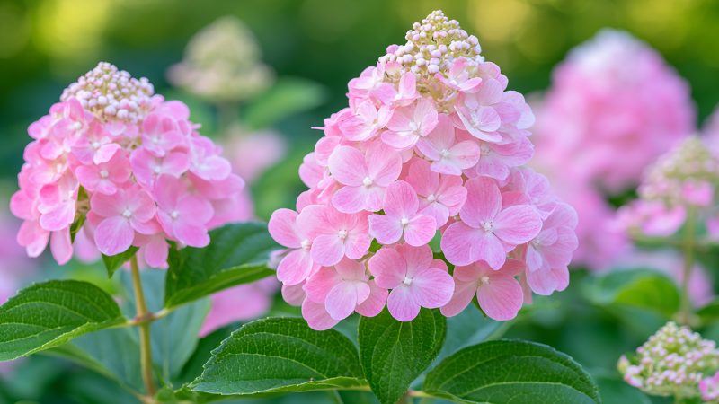 Featured Panicle Hydrangea with cone-shaped blooms