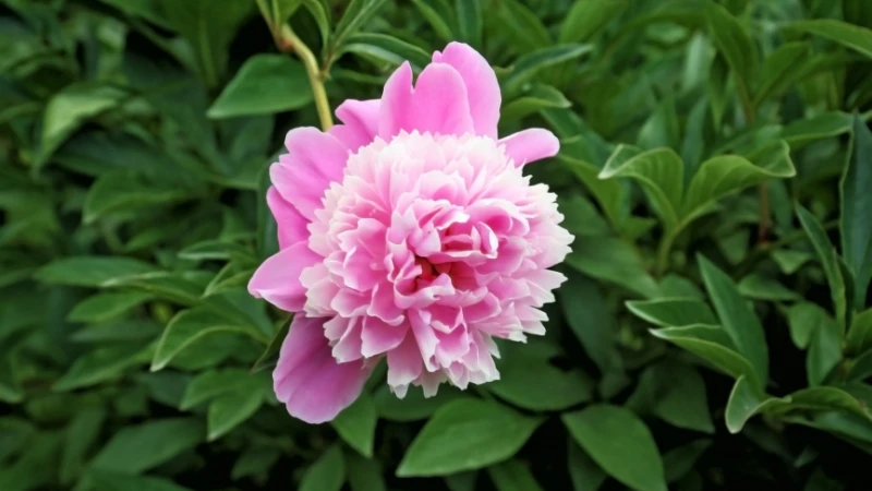Peony flower blooming in garden