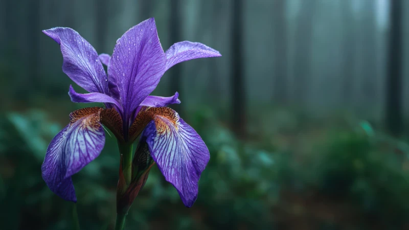 Close-up of a purple iris flower