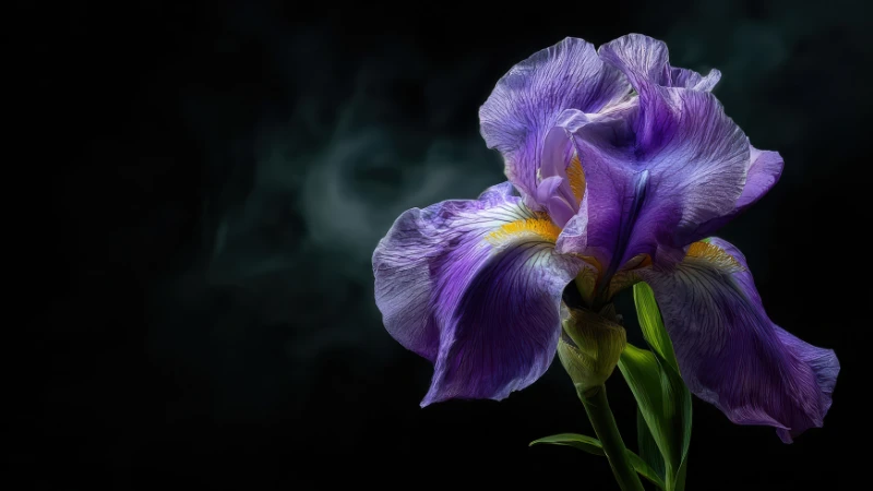 Purple iris petals close-up